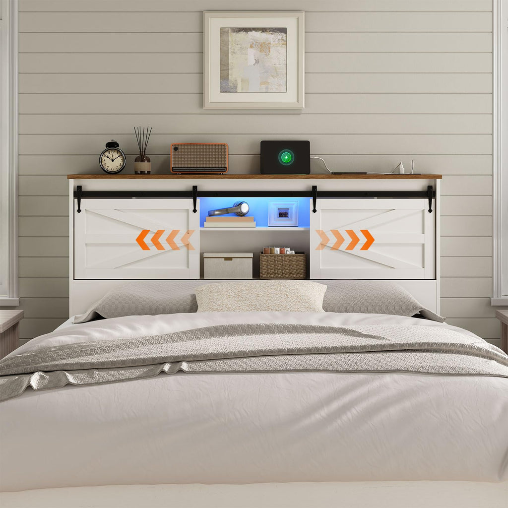 Queen Headboard with Storage Shelf