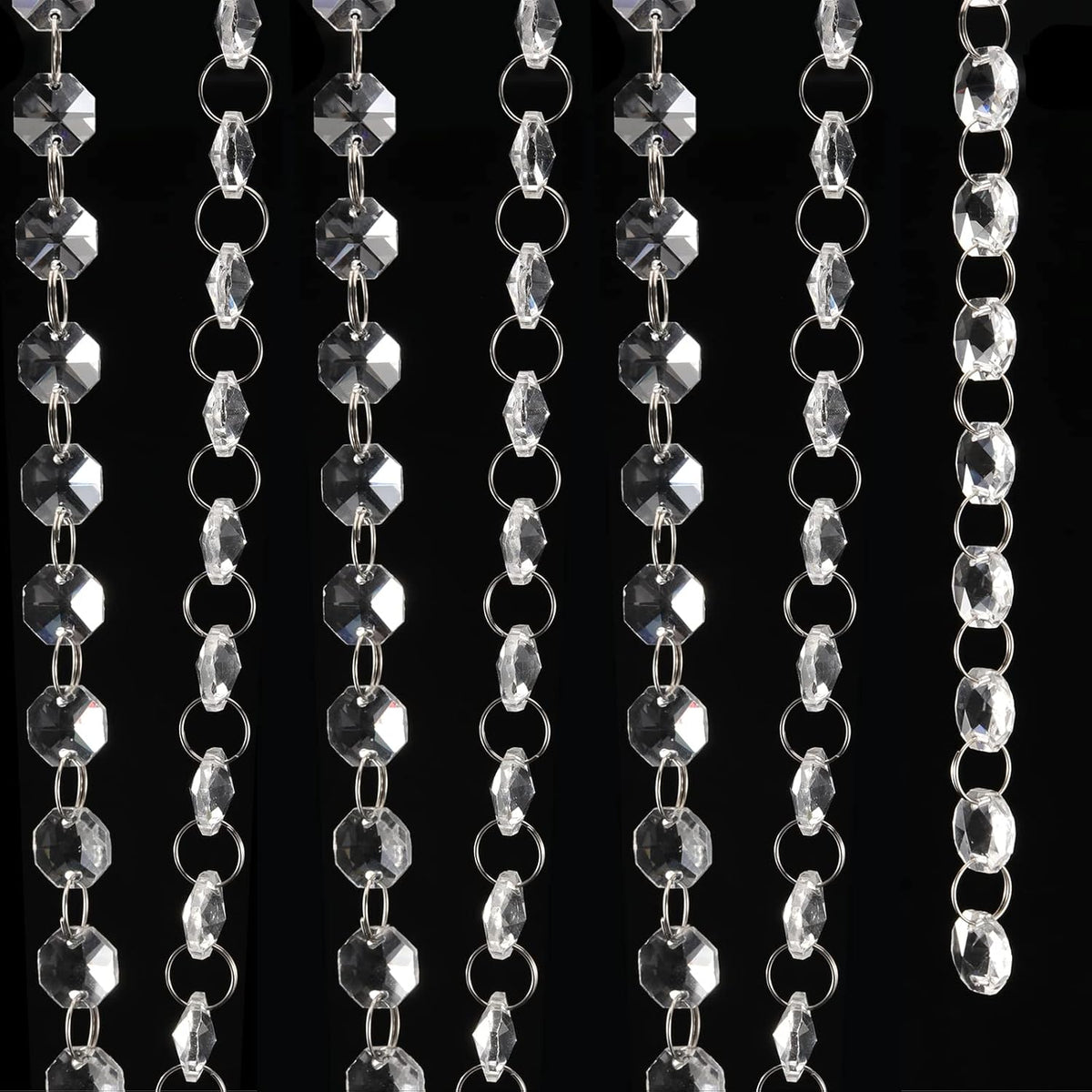 52 Feet K9 Crystal Garland Strands, 14mm Crystal Chandelier String Beads Chain Clear Octagon Prism Diamond String for
