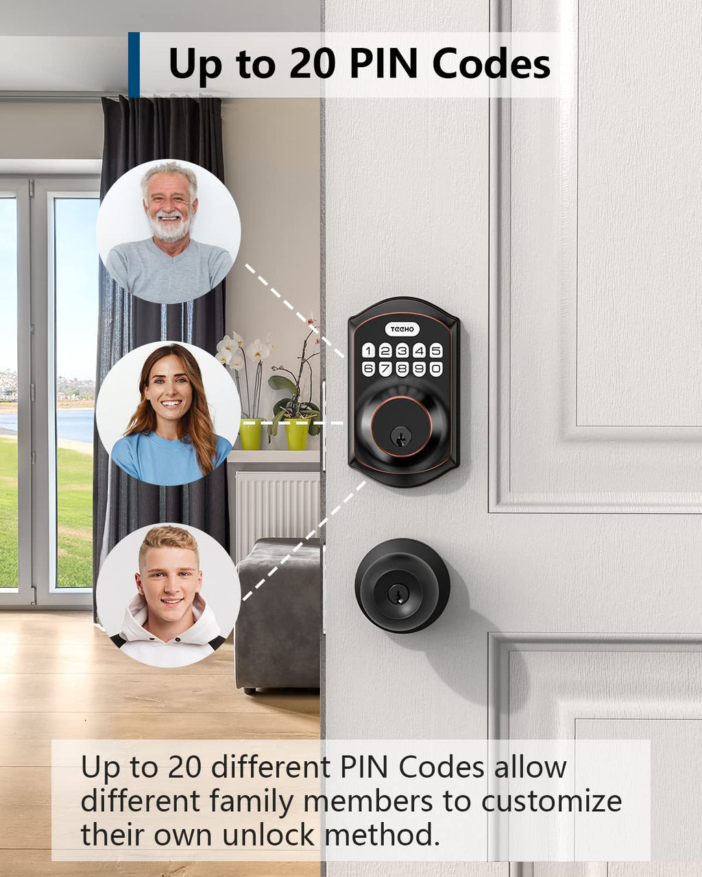 Keyless Entry Deadbolt with Keypad for Front Door, Bronze