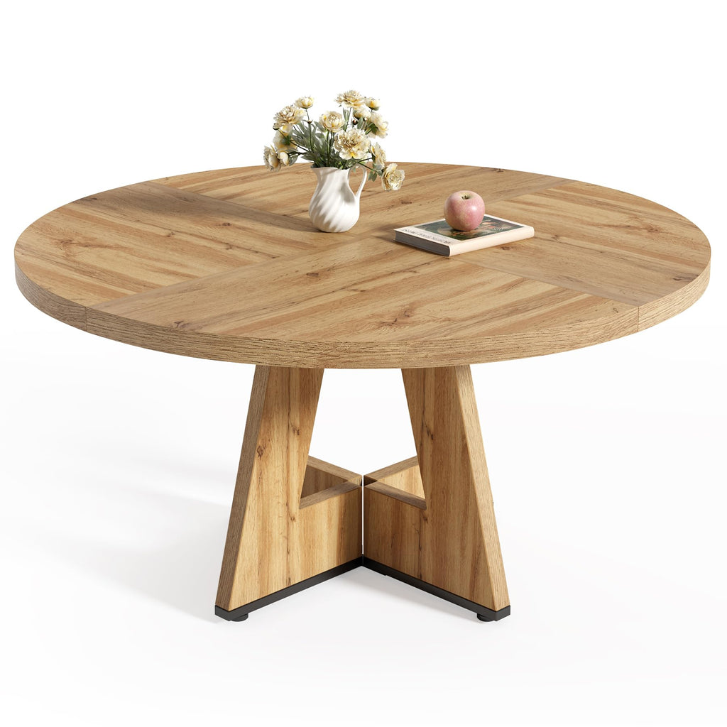Inspired Saarinen Style Round Dining Table for 4-6 People, 47 Inches Dining Room Table with Wooden Pedestal Base, Modern Dinner Table, Circle