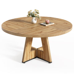 Inspired Saarinen Style Round Dining Table for 4-6 People, 47 Inches Dining Room Table with Wooden Pedestal Base, Modern Dinner Table, Circle