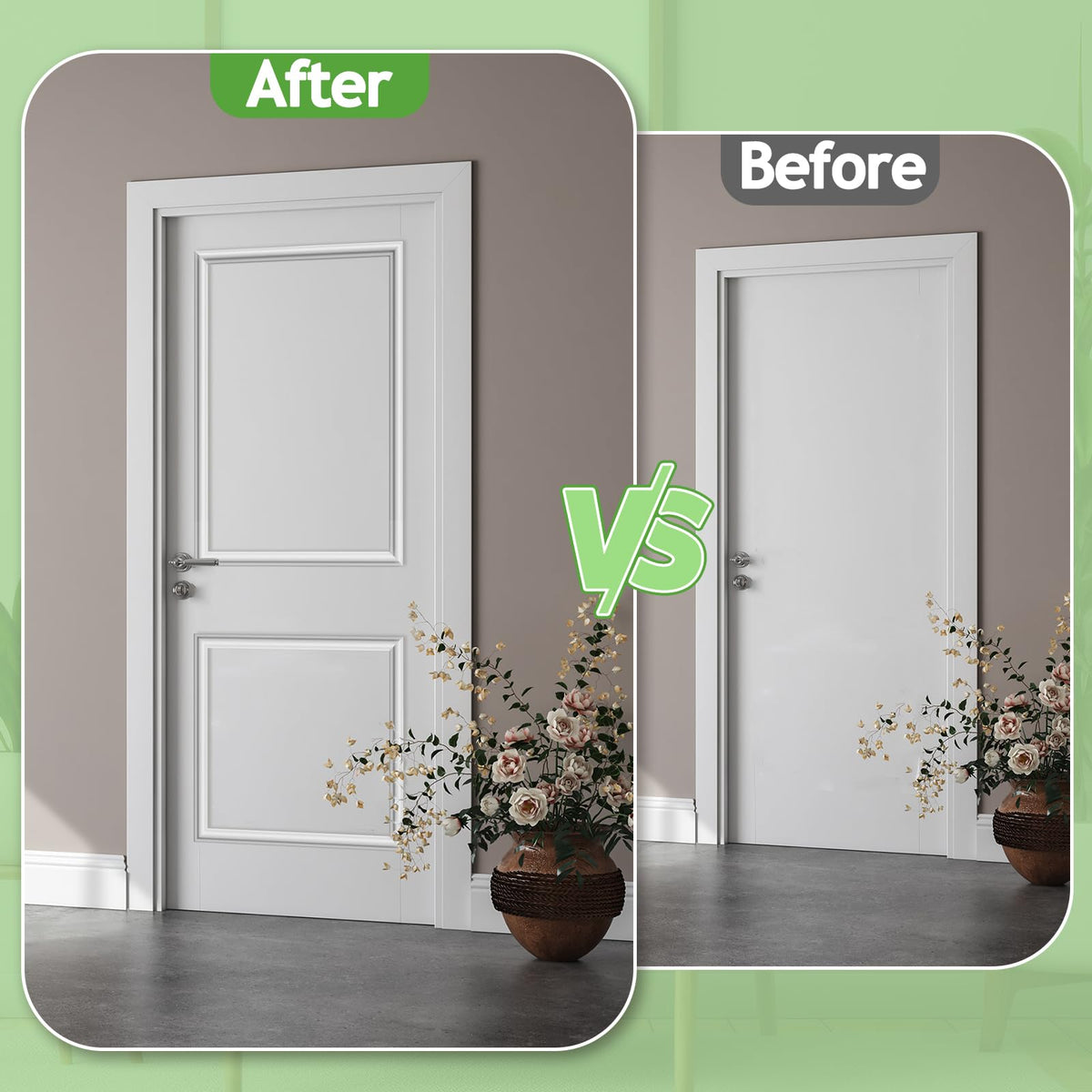 1 Set Peel and Stick Door Moulding, Classic, 22"x36"+22"x24"