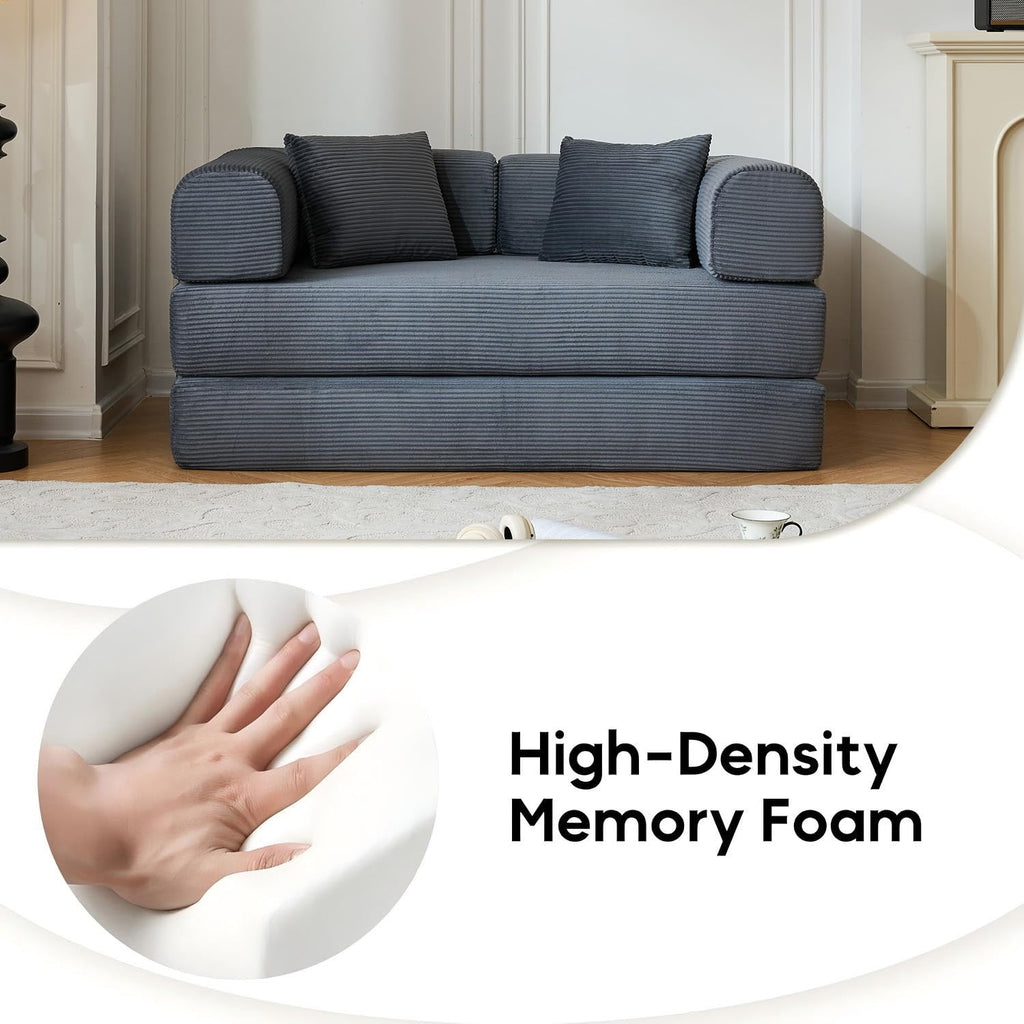 59" Convertible Floor Sofa Bed, Boneless Couches, Grey
