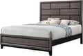 Gray Bed Low Profile Geometric Headboard Solid Wood