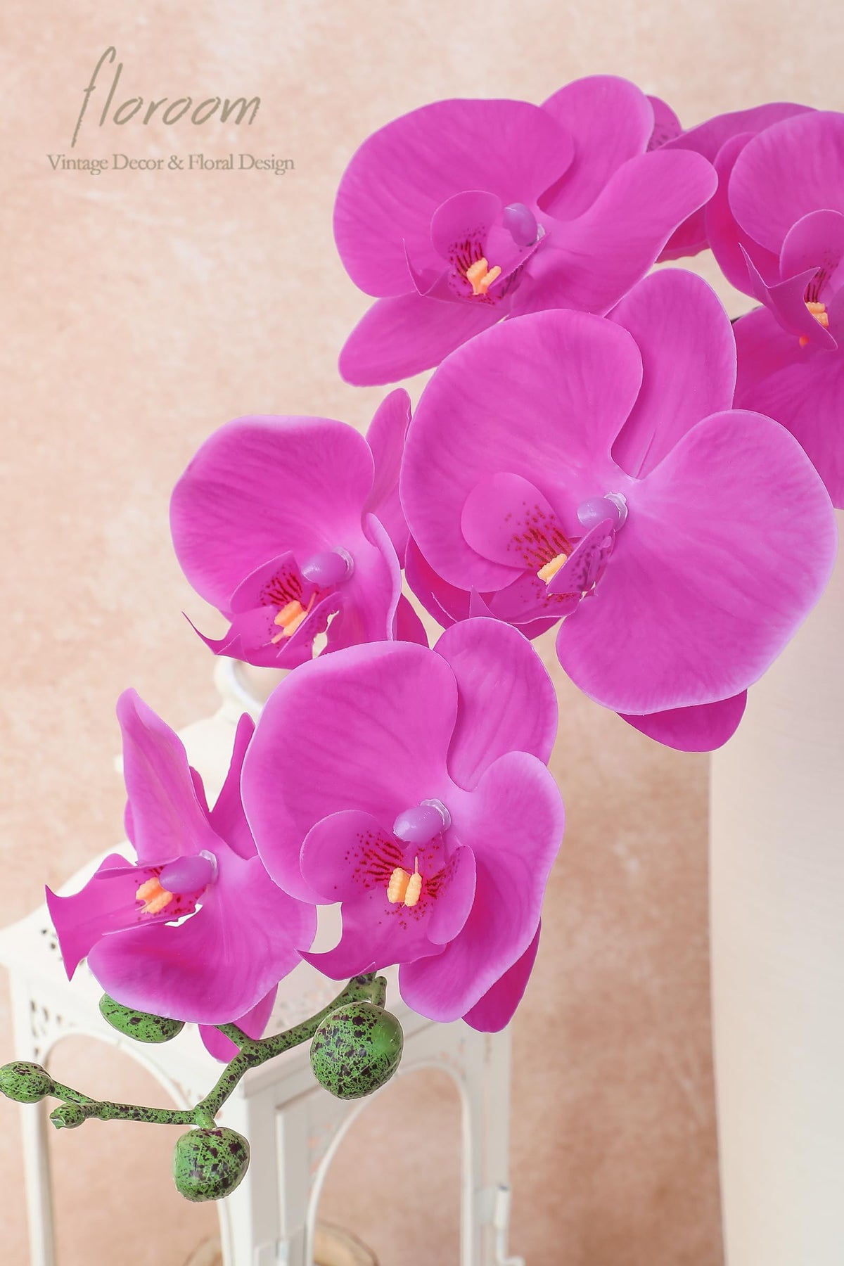 2pcs Faux Phalaenopsis Orchid Fake Artificial Flower with Stems, Real Touch Large Blooms 40 Inch for DIY Bouquets