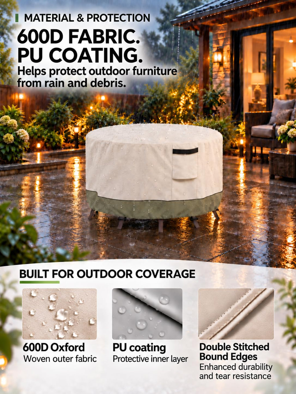 Round Outdoor Table Cover, 42" Dia x 28" H