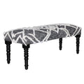 LR Home Black/White Farmhouse Striped Accent Bench | Upholstered Seating, or Entryway | 47" D x 16" W x 18" H
