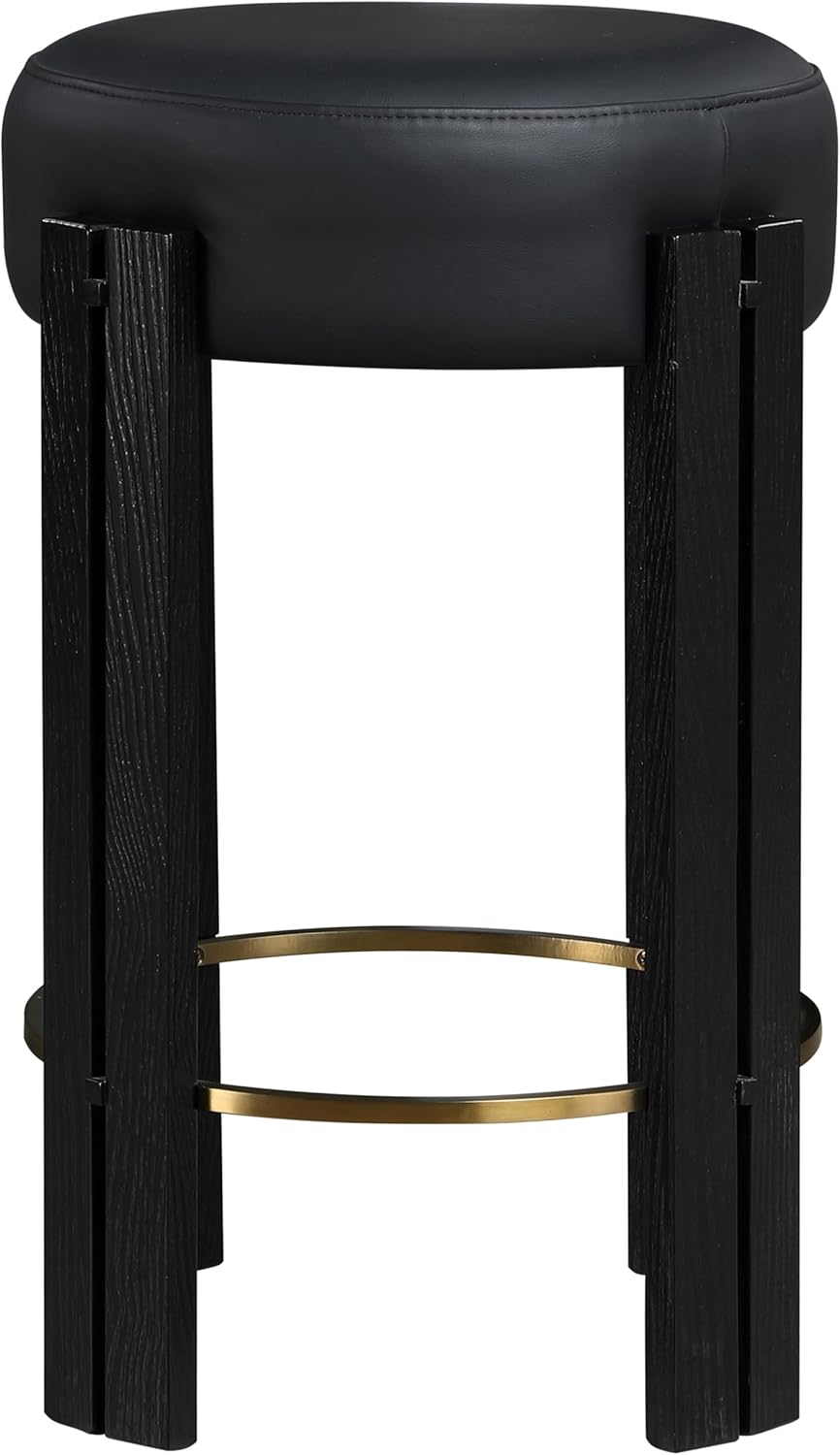 816Black-C Harrison Collection Modern | Contemporary Counter Stool with Soft Black Vegan Leather, Rich Black Finish