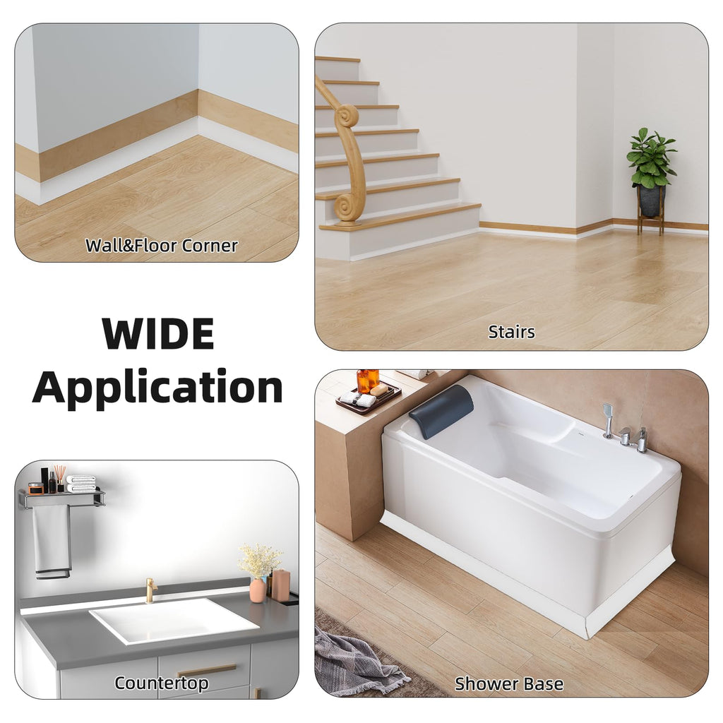 9.8' Flexible Quarter Round Molding, Peel and Stick Shoe Molding Baseboard,Selfadhesive Corner Trim for Wall Floor