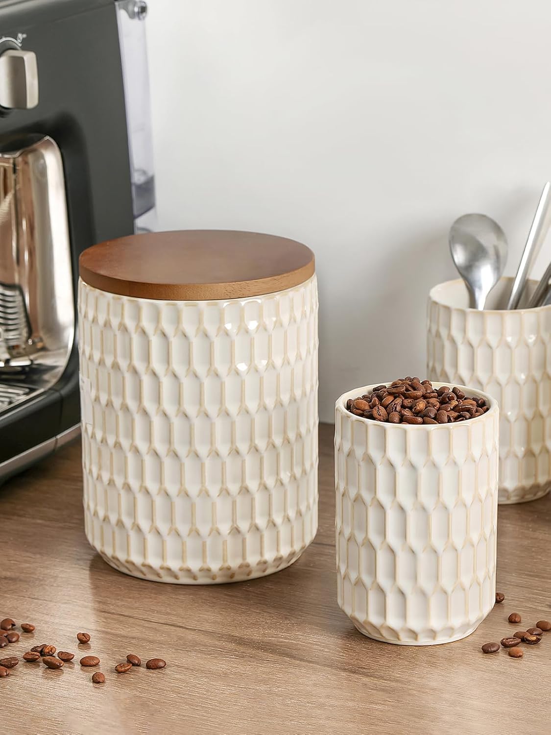 Ceramic Canister Set, Flour Sugar Storage Containers