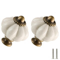 12pcs Ceramic Pumpkin Knobs - Antique White
