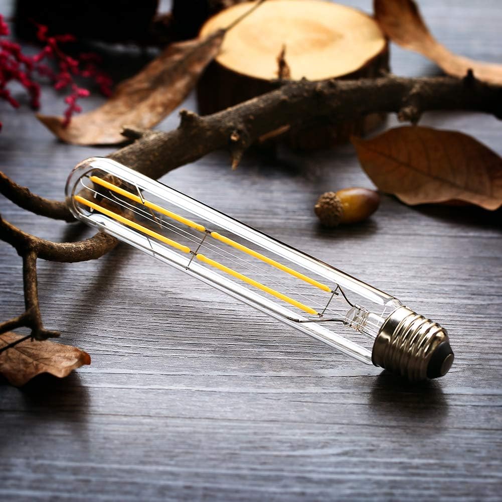 Dimmable 6W Tubular LED Bulbs, 3000K Warm White,Edison Style Filament Light Bulb, T10 Vintage Bulb 60 Watt