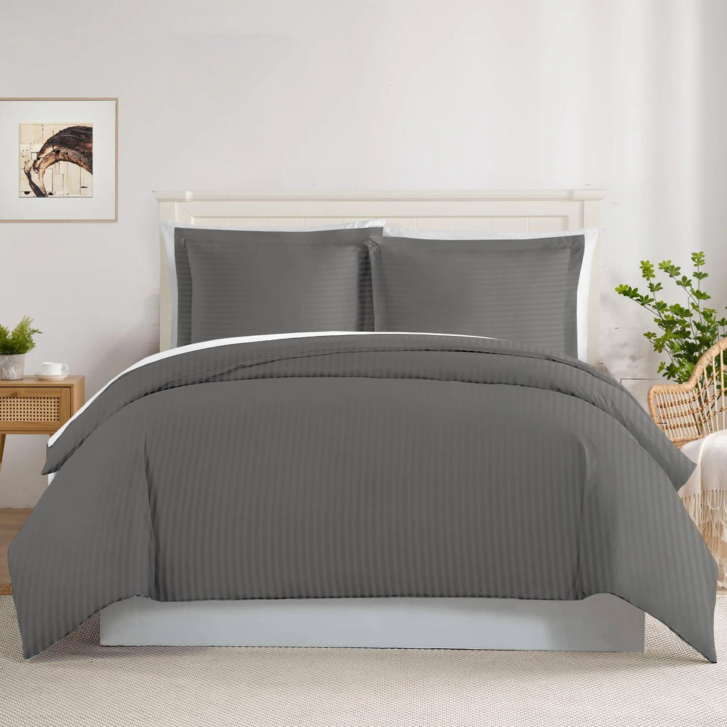 Unique Design 3 Sided Zipper Closure Duvet Cover Set, Luxury Soft 100% Cotton Duvet Cover Set (80" x 90") (Dark