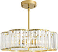 Modern Gold Crystal Flush Mount Chandelier for Dining Rooms and Bedrooms