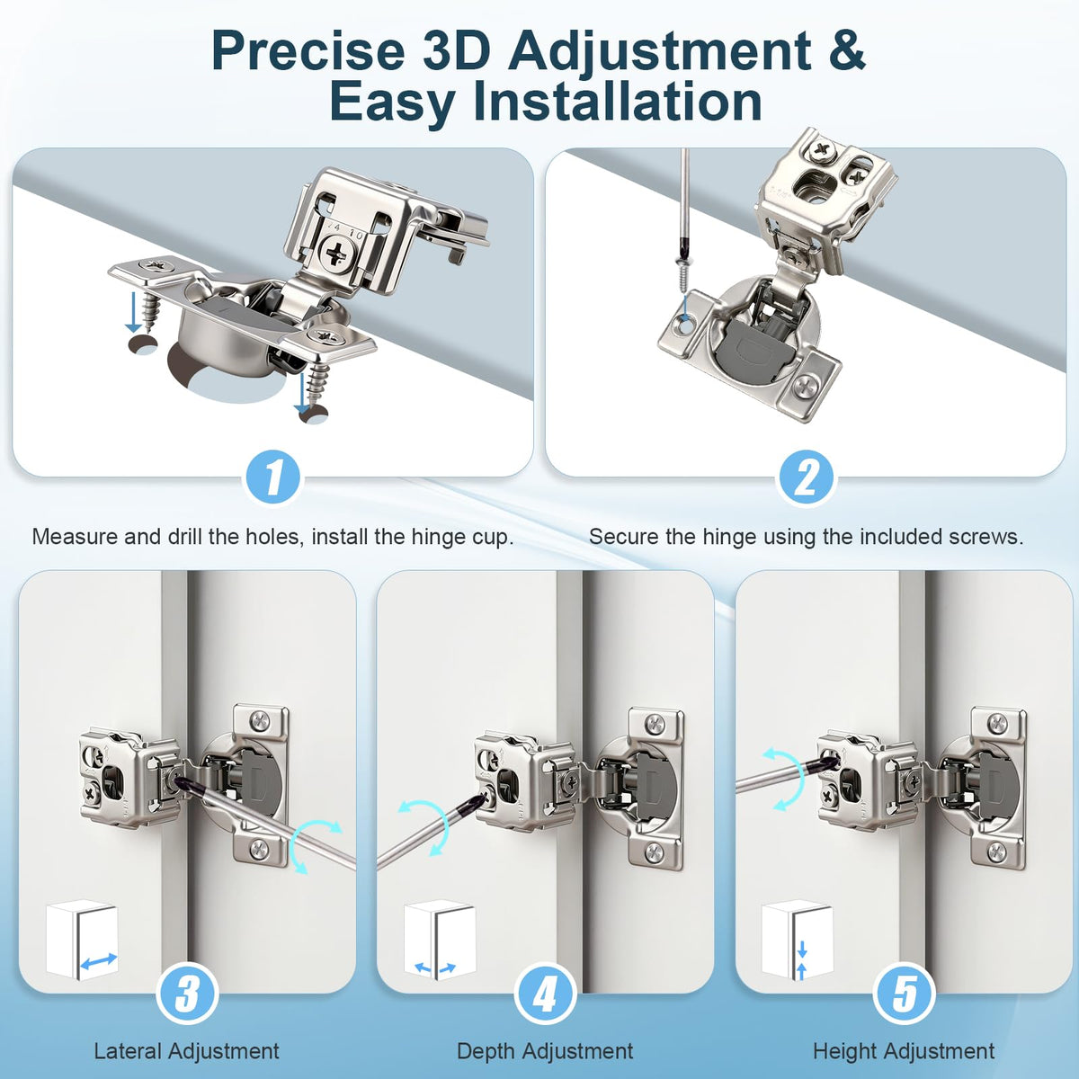 1-1/4" Overlay Soft Close Hinges Face Frame Cabinet Hinges 25 Pair