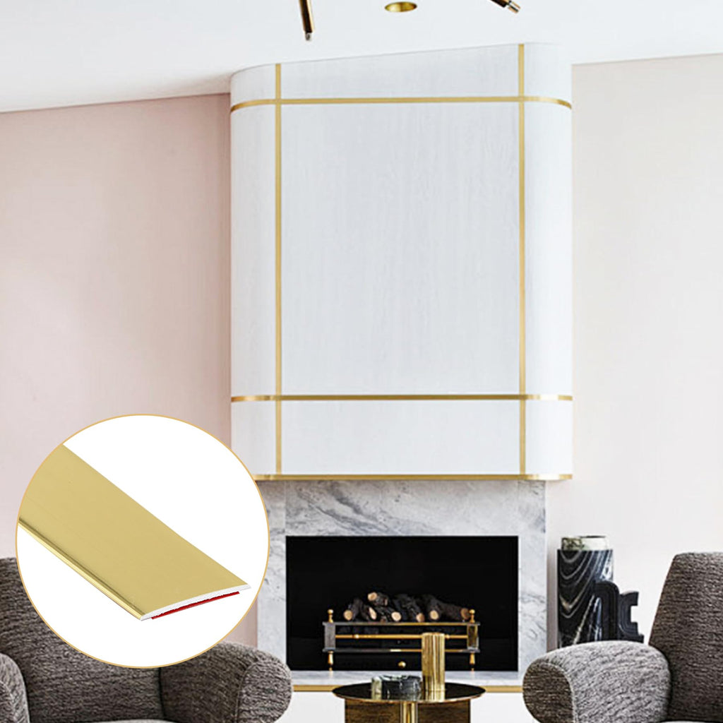 Glossy Gold Finish Molding Trim, 196.8" L x 1.2" W Peel and Stick Decoration Strip for Ceiling, Wall, Tile Edge