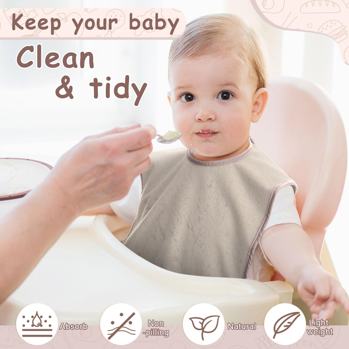 Full Coverage Pullover Toddler Baby Bibs, Lovely, 5 Pcs