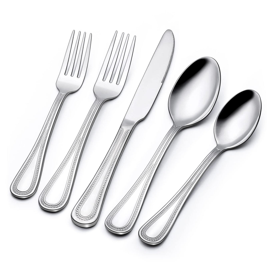 60-Piece Silverware Set for 12, Stainless Steel Flatware, Mirror Polished Cutlery Set, Utensils Include Spoons