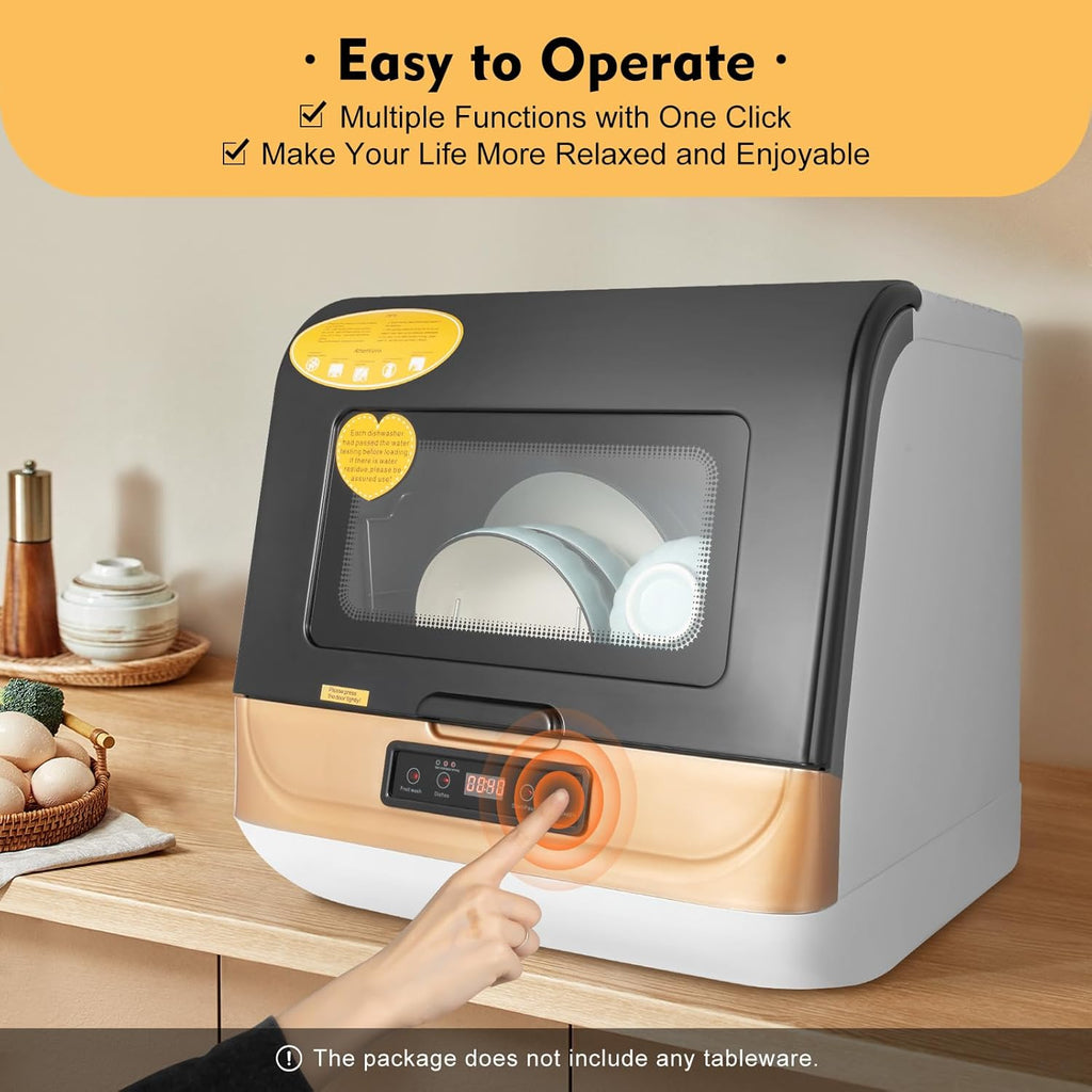Portable Countertop Dishwasher for 4-6 Sets, Compact Mini Dish Washer with 8L Water Consumption