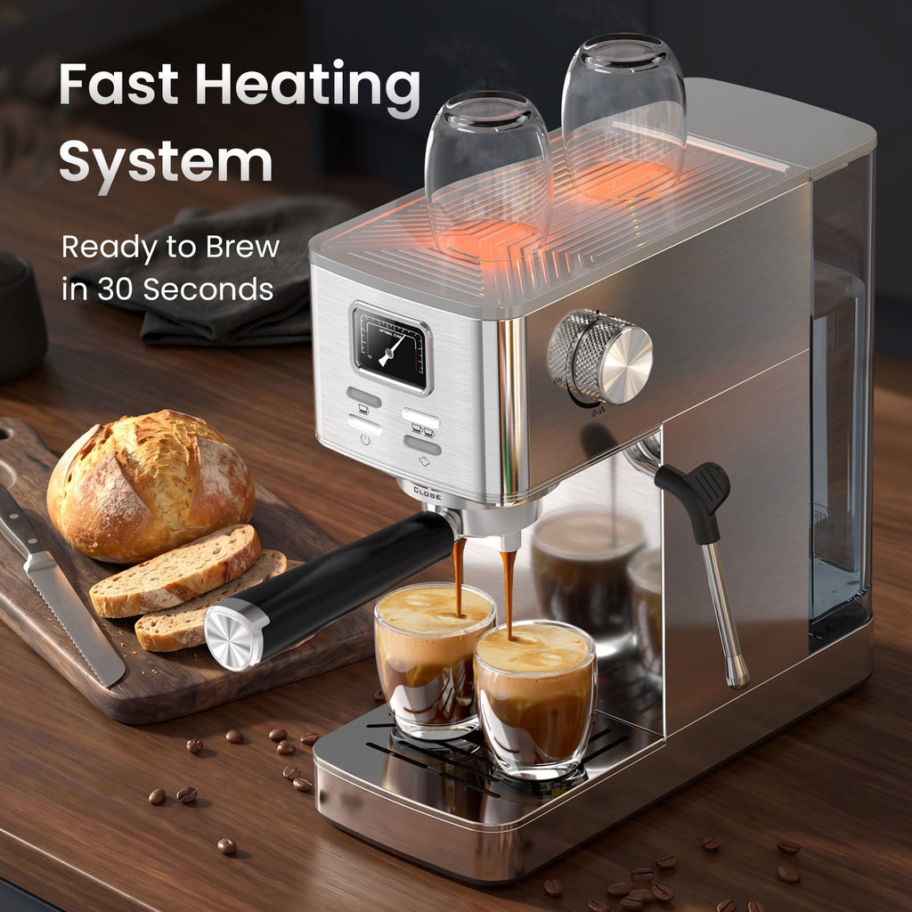 20 Bar Espresso Machine with Milk Frother, Semi-Automatic