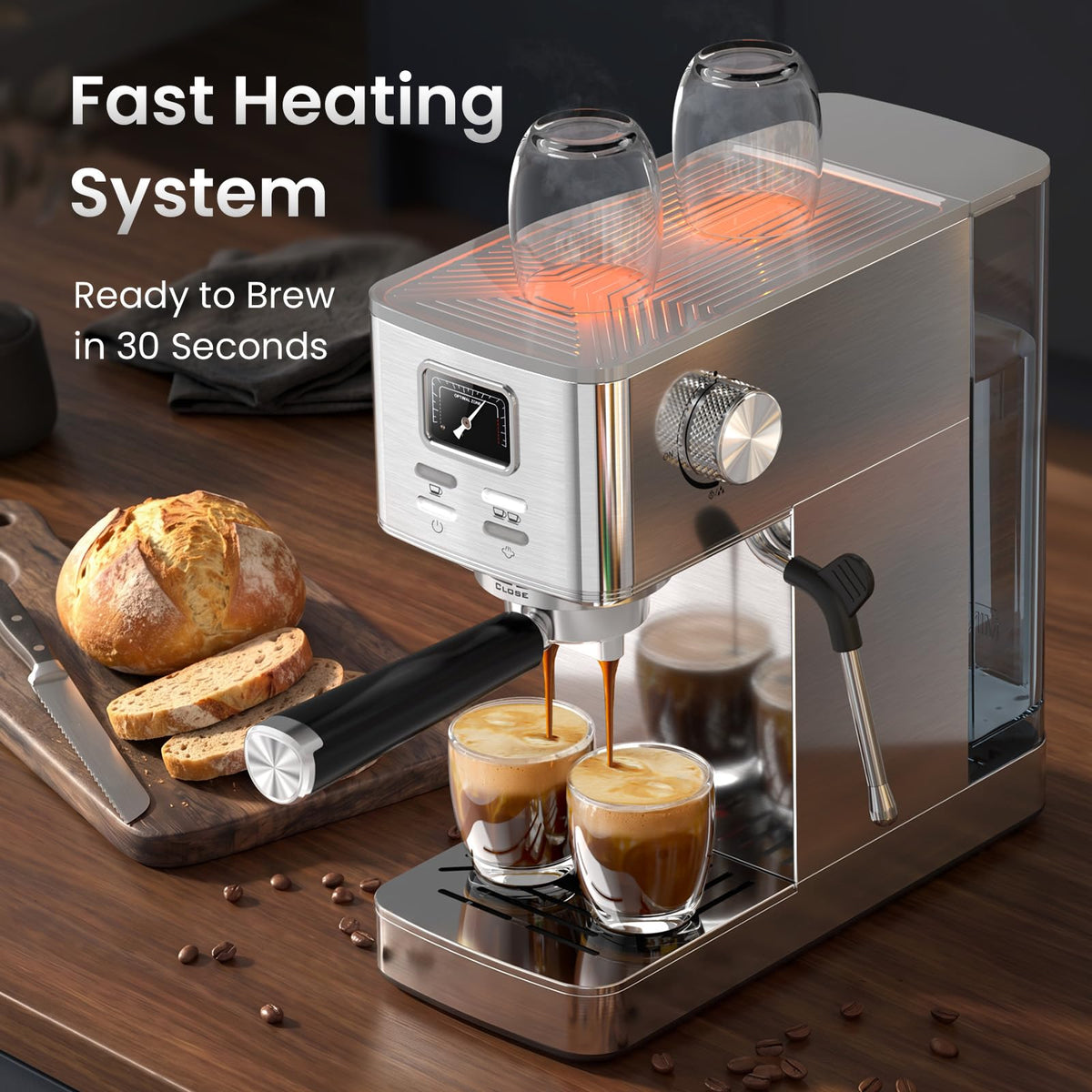 20 Bar Espresso Machine with Milk Frother, Semi-Automatic