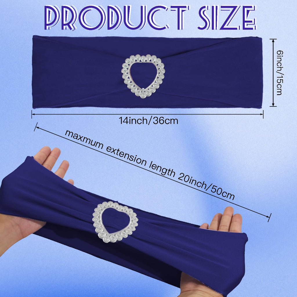 Spandex Stretch Navy Blue Chair Sashes Bows Universal Elastic Chair Cover Bands Ties with Buckle Slider for