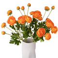 5 Stems Artificial Silk Ranunculus Flowers Orange 23" Tall, UV Resistant, Bendable Stems for Wedding Centerpieces, Home