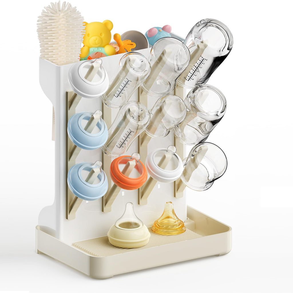 Vertical Baby Bottle Drying Rack, Space-Saving Countertop Storage Stand, BPA-Free Organizer for Baby Bottles and