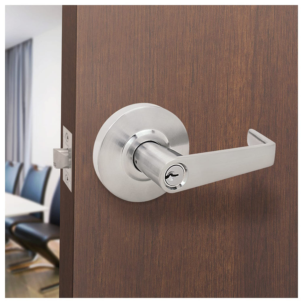 Azure Grade 2 Commercial Duty Cylindrical Lever Lockeset, ADA, UL Rated, Satin Chrome US26D (Entry)