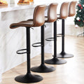 Swivel Bar Stools Set of 4, Counter Height Bar Stools with Back, Adjustable Bar Stools 24" to 32", Brown Faux Leather