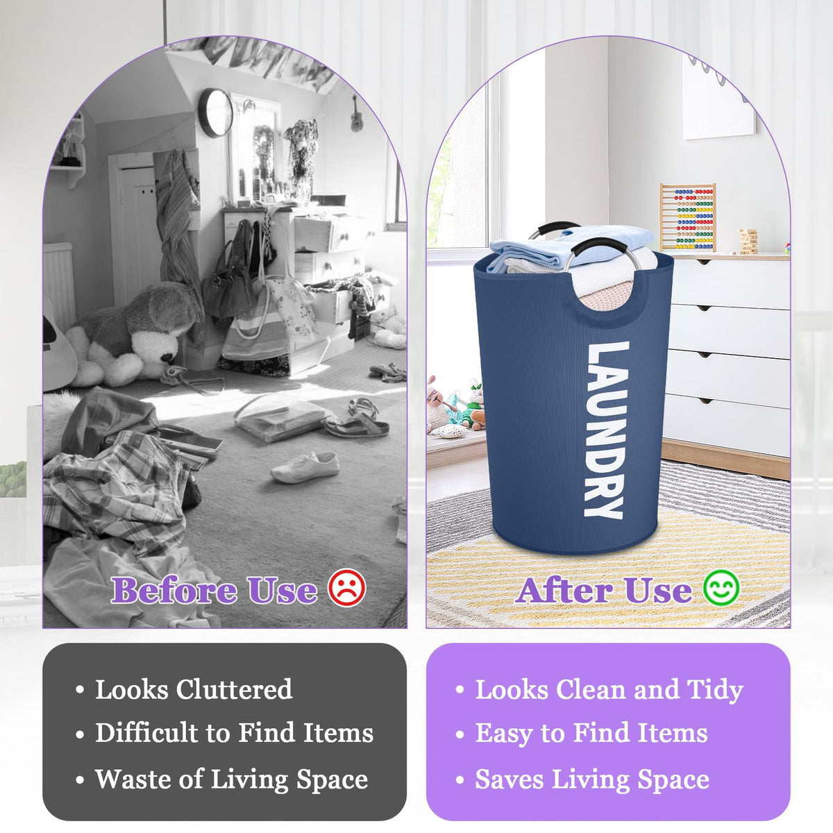 125L Collapsible Laundry Basket with Handles, Extra-large Laundry Hamper , Freestanding Dirty Clothes Basket, Sturdy
