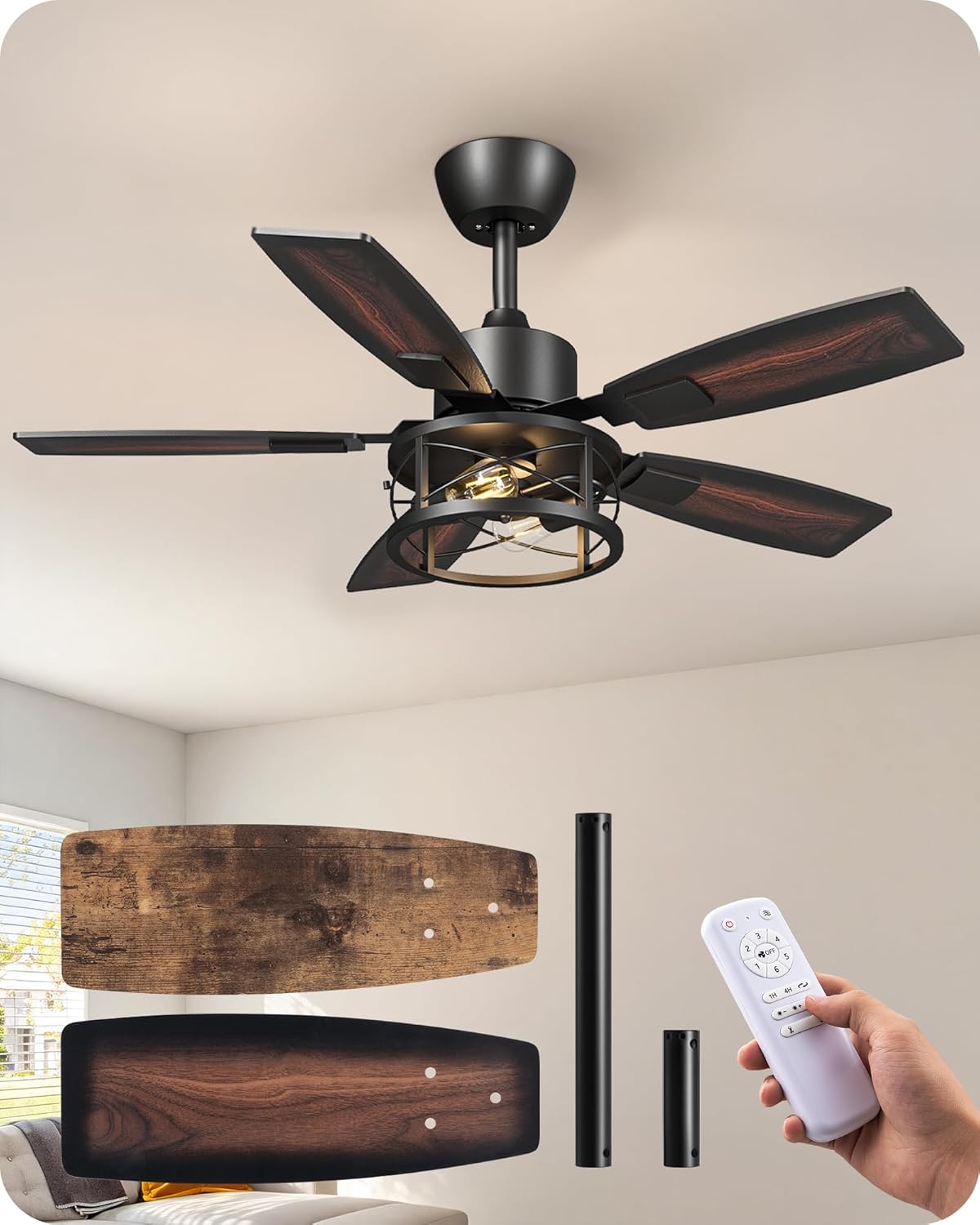 42" Ceiling Fan with Light & Remote