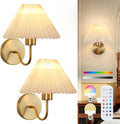 Wall Sconces Sets of 2 RGB Battery Operated Wall Sconces for Bedroom Dresser Classic Golden Wall Lamp with Remote for Living Room Bathroom Dining Room Corridor Staircase (2 Bulbs Included)