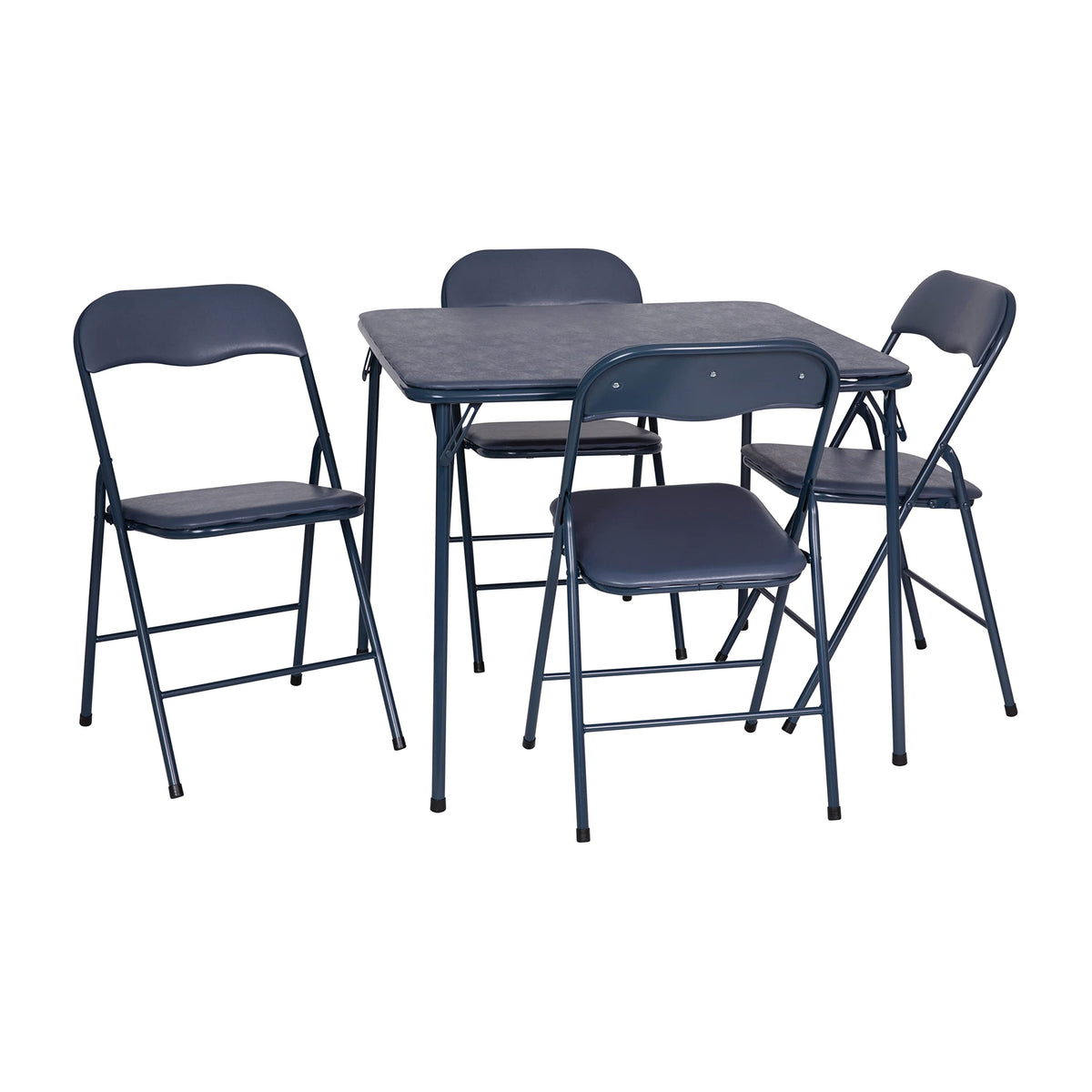 Madison 5-Piece Folding Card Table and Chair Set, Navy