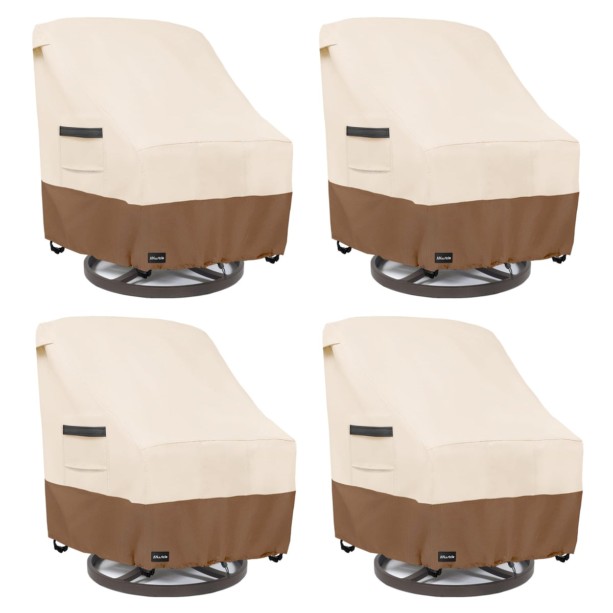 Swivel Patio Chair Cover 4 Pack, 600D Waterproof Heavy Duty Outdoor Chair Cover(30 W x 34 D x 36 H inches), Patio