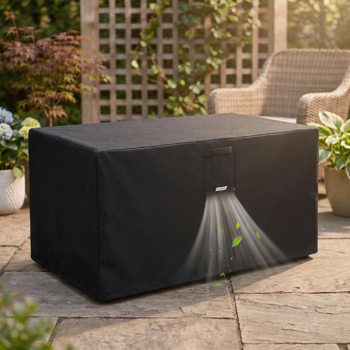 Fire Pit Cover Outdoor Rectangle 56"L x 38"W x 24"H Heavy-Duty Waterproof 600D Oxford Fading Resistant Tear-Resistant