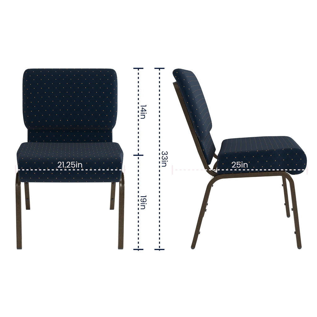Navy Blue Dot Pattern 21" W Stacking Church Chair, 4-Pack