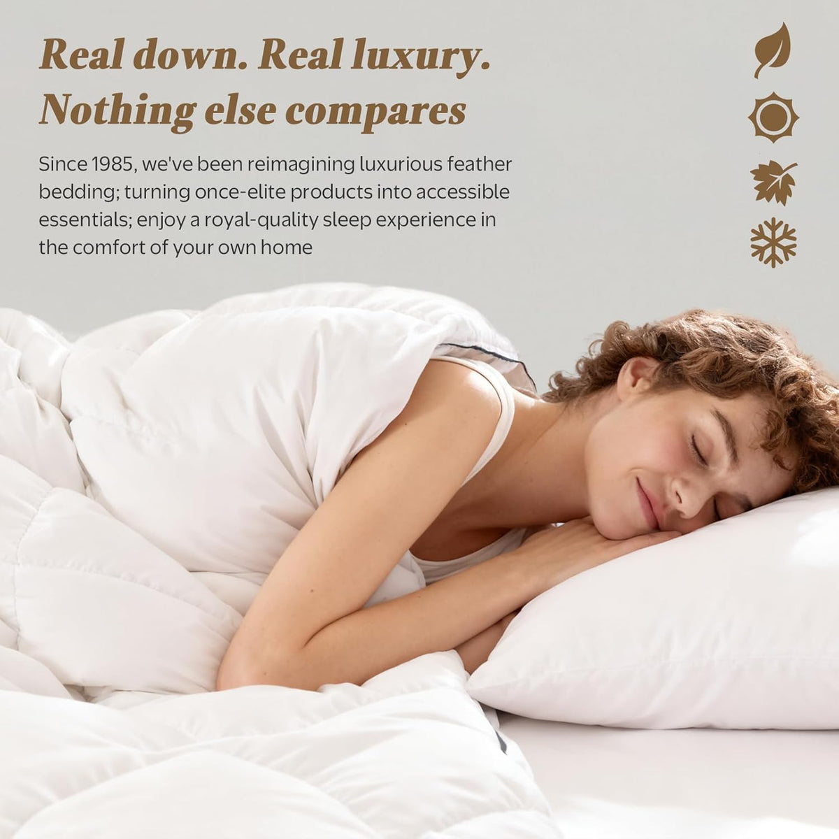 Luxury Feather Down Fiber Comforter, Ultra-Soft Cotton-Blend Fabric