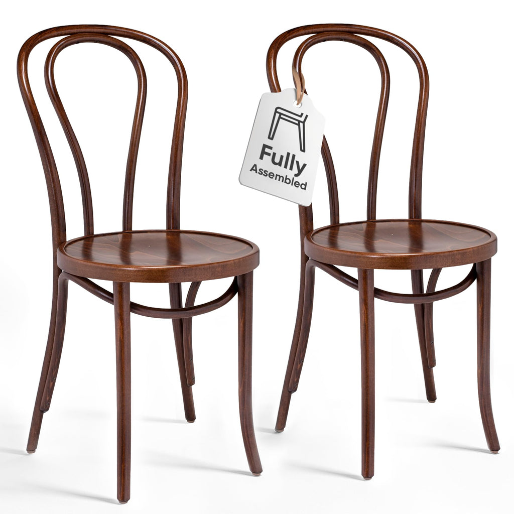 1018 Hairpin Bentwood Dining Chairs Set of 2 | Natural Handcrafted Wood Frame, Rustic Indoor Furniture | Wooden Chair