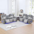 Power Electric Recliner Sofa Set with Bass Speakers, 2 Pieces Reclining Couch and Loveseat Sets with Wireless