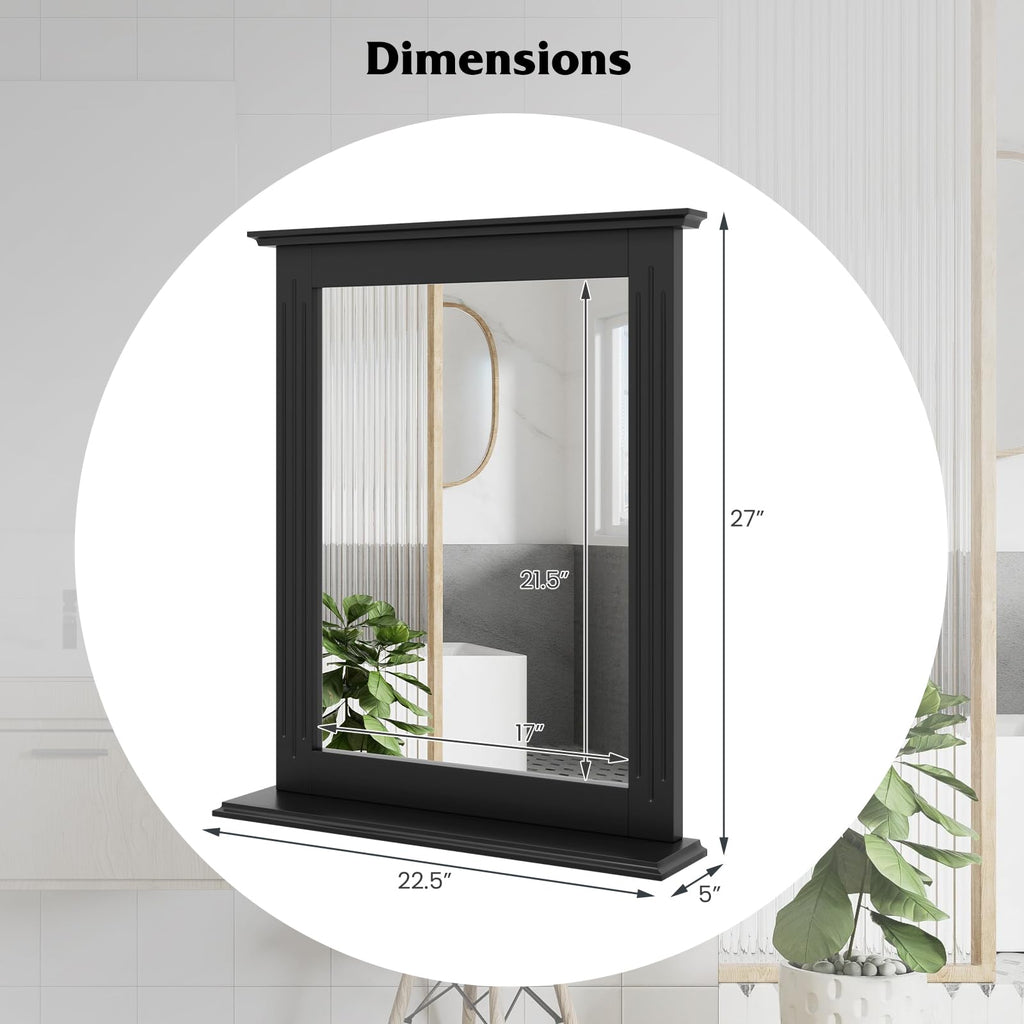 Bathroom Mirror with Shelf, Rectangle Over Sink Mirror