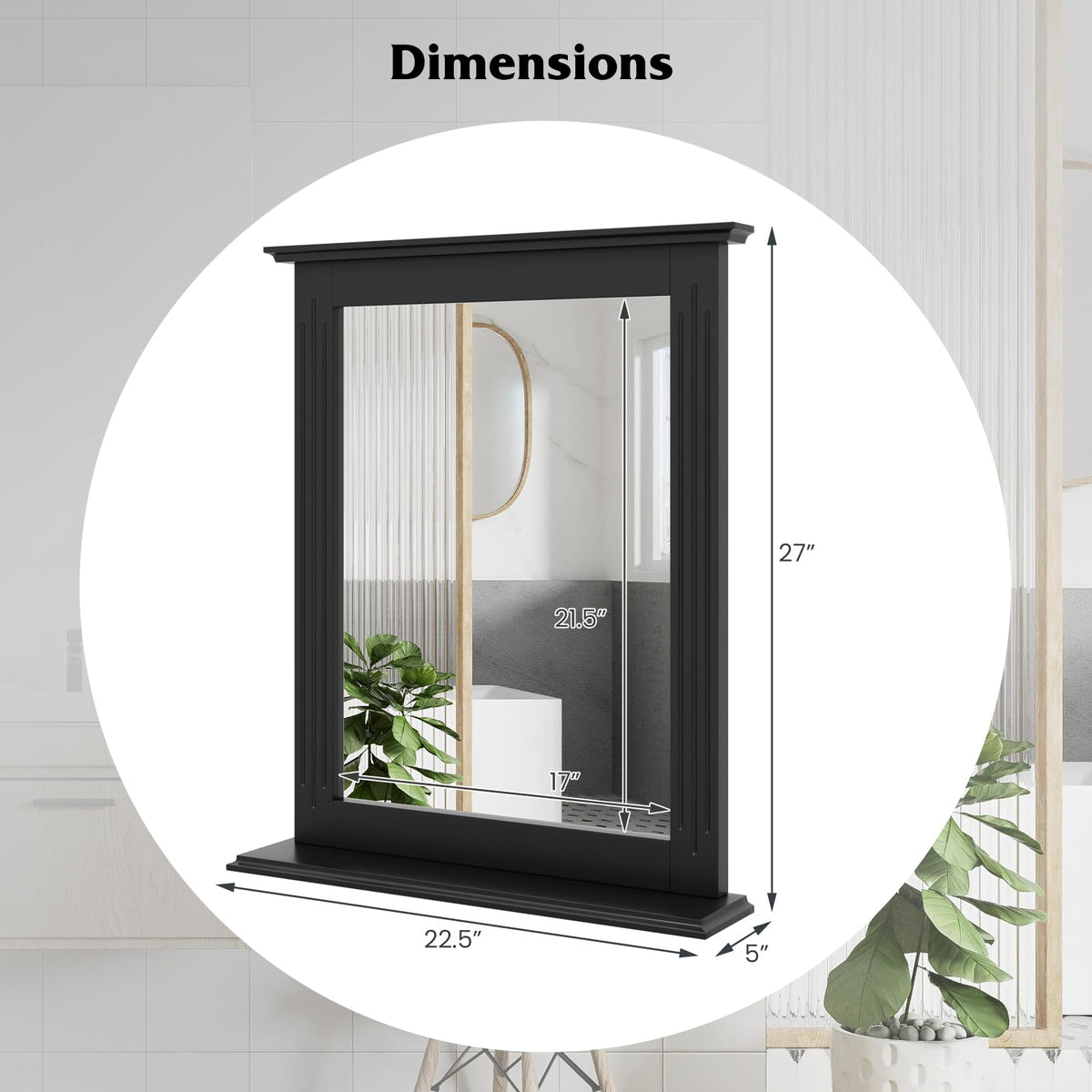 Bathroom Mirror with Shelf, Rectangle Over Sink Mirror
