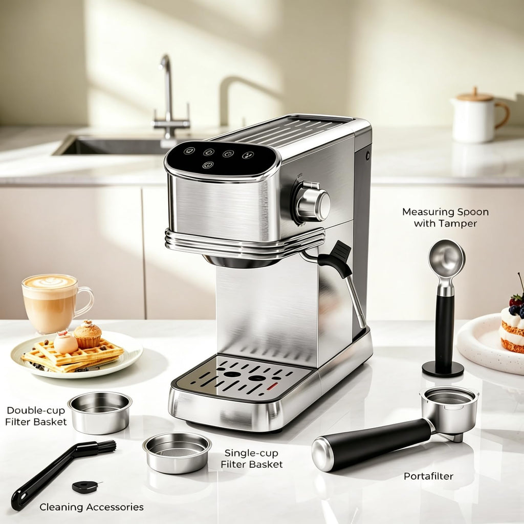 Stainless Steel 20 Bar Espresso Machine with Milk Frother