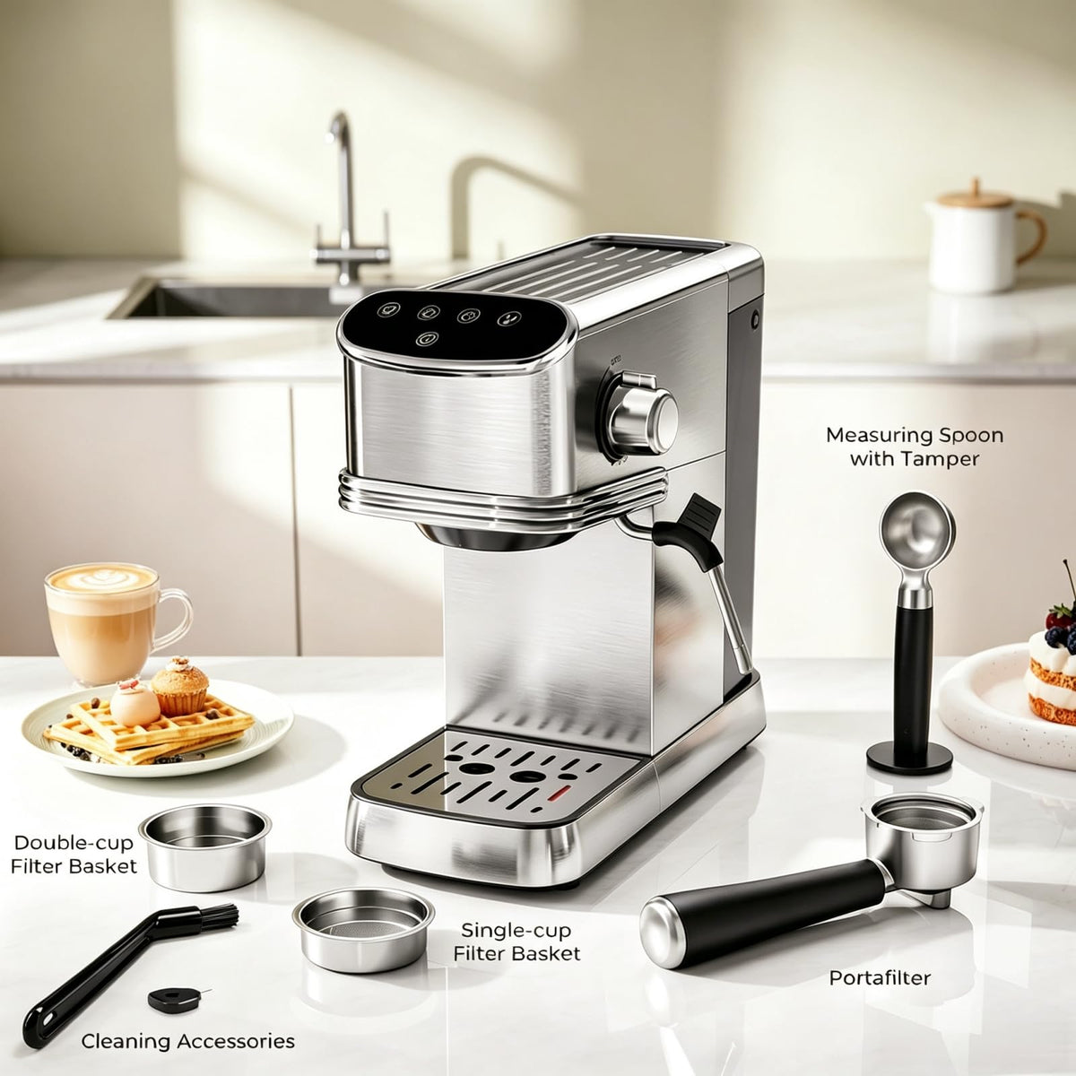 Stainless Steel 20 Bar Espresso Machine with Milk Frother