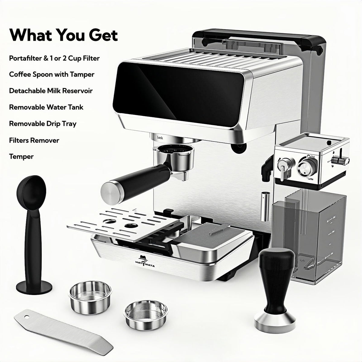 1833L Espresso Machine with Auto Milk Frother, Cappuccino Machine