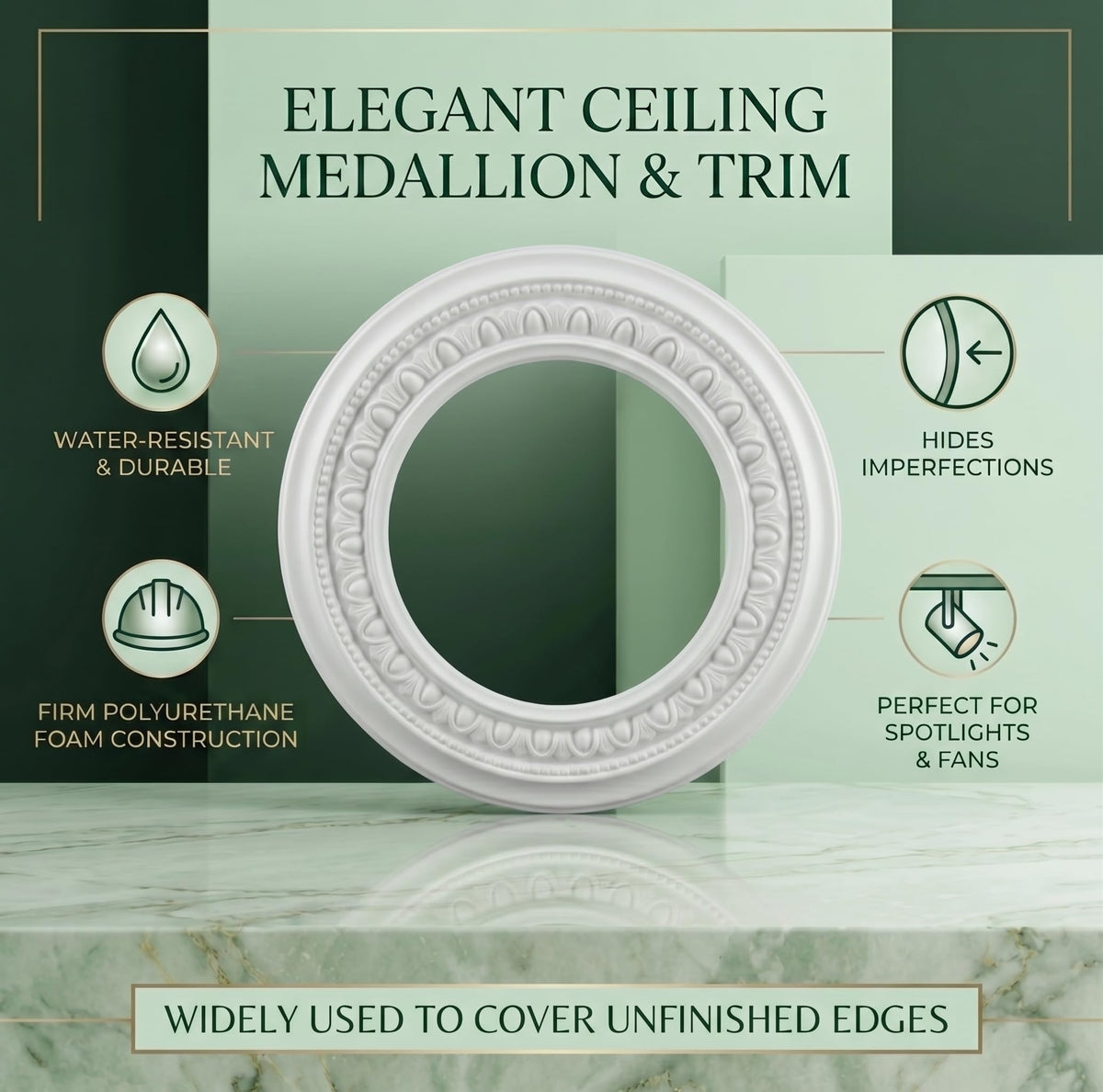 Supply White Mini Light Trim Medallion, 9 in, Pack of 3