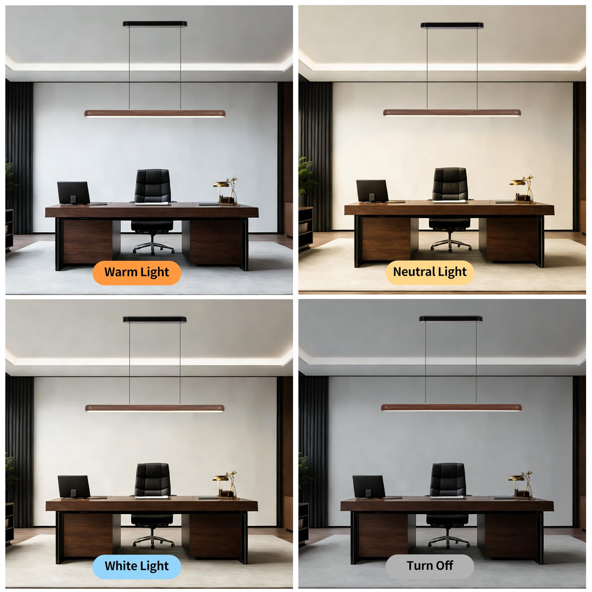 47 Inch Wood Grain Linear Pendant Light Kitchen Island Chandelier