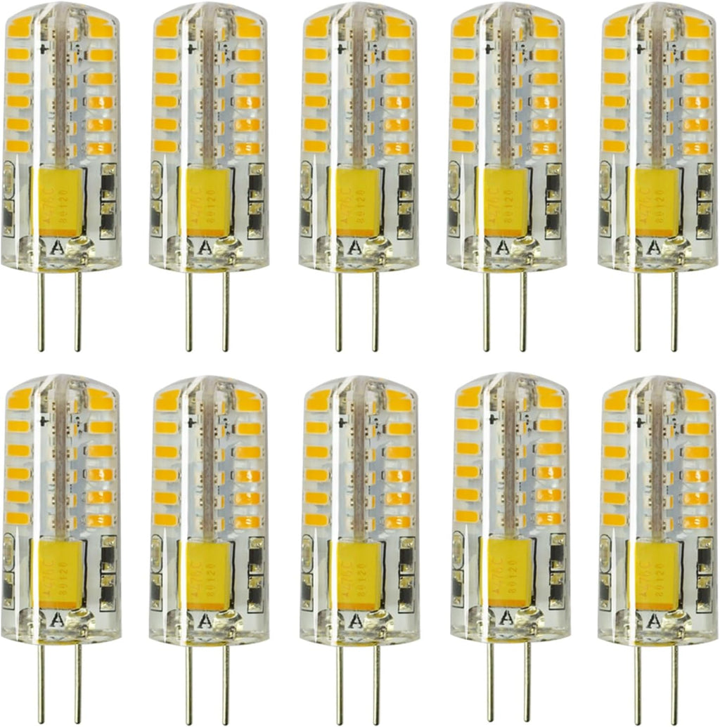 10pcs G4 LED Bulbs JC Bi-Pin Base Light Bulbs 3W AC/DC 12V 20W-30W T3 Halogen Bulb Replacement Landscape Bulbs(Warm