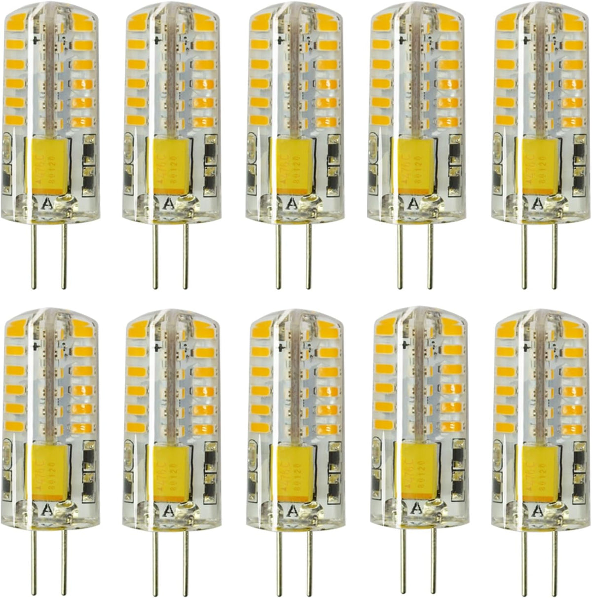 10pcs G4 LED Bulbs JC Bi-Pin Base Light Bulbs 3W AC/DC 12V 20W-30W T3 Halogen Bulb Replacement Landscape Bulbs(Warm