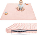 Floor Play Mat for Playpen, Extra Thick 50x50 Inches Padded Mat with Ultra Soft 3D Minky Dot & Removable Washable